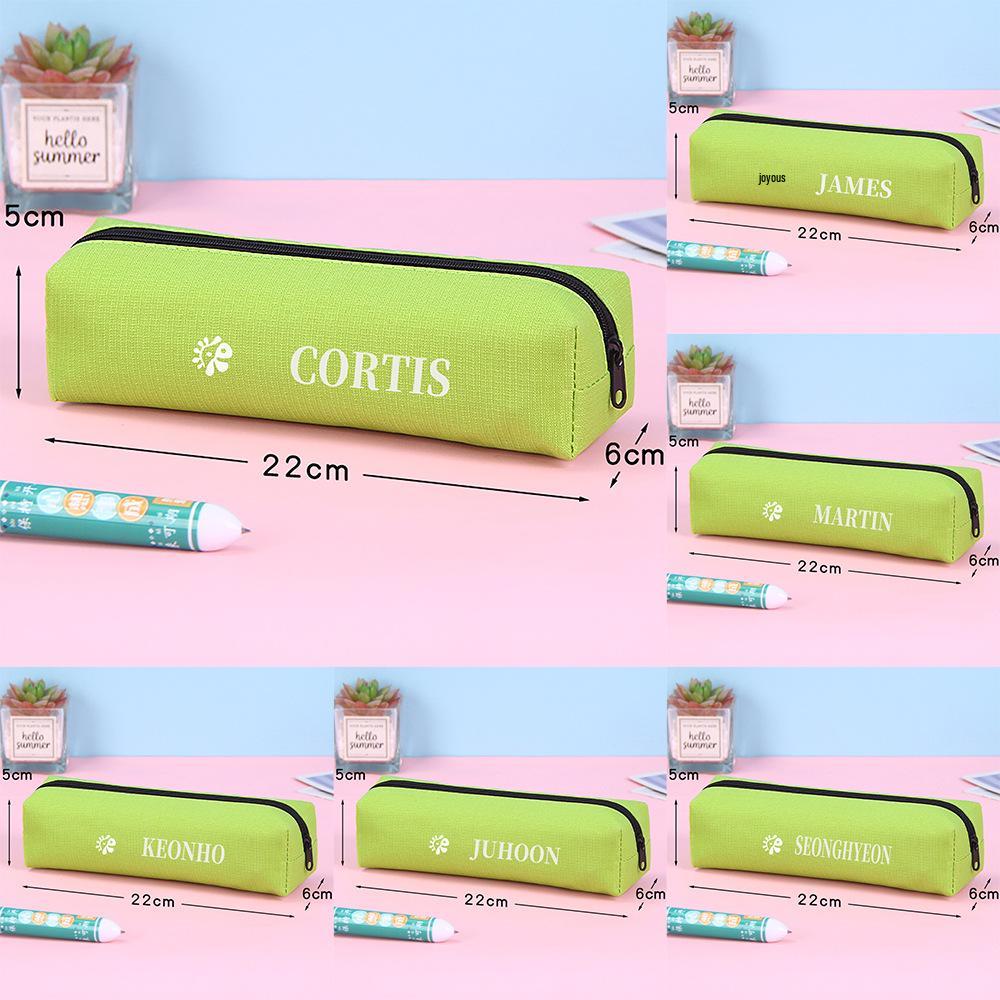 Канвасовый пенал CORTIS Green – Дизайн с логотипом, 22 см, на молнии, студенческая сумка для канцелярии
