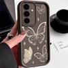 Чехол с принтом золотой бабочки для Samsung Galaxy S25 S22 S23 Ultra S24 FE A56 A17 A36 A26 A55 A16 A15 A35 A25 A54 5G Мягкий чехол из ТПУ
