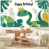 2D Cartoon Green Snake Happy Bday Photography Backdrop