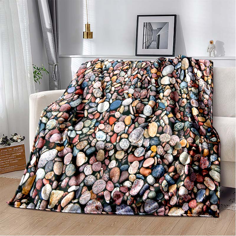 3D Fashion Wave Pebble Starfish Cartoon Flannel Blanket Sofa Bed Bedroom Warm Portable Exquisite Extra Large Warm Blanket Gift