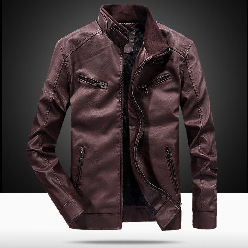 Young Men's Leather Jacket Fashion Casual Locomotive PU Leather Jacket Men's Thin Leather Jacket Men's Coat