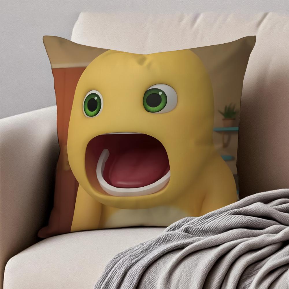 FUN CUTE NNAILONG Cushion Cover Pillowcase Antidustmite Invisible Zipper Short Plush Sofa Cushion