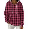Women's Fashion Casual Plaid Print Pullover Long-Sleeve Hooded Sweatshirt