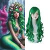 Женские косплей-парики Синтетическое волокно Длинный волнистый парик Девушки Русалка Хэллоуин Костюм Парик Аниме Тематическая вечеринка Термостойкий