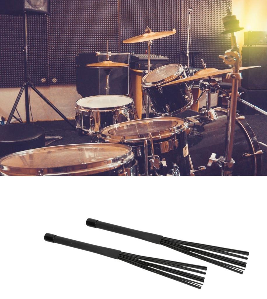 Cobalt Planet Drumstick Brushes, Metal and Nylon, Set of 4, Drum Wire Brushes (Black, Metal and Nylon, Set of 4)