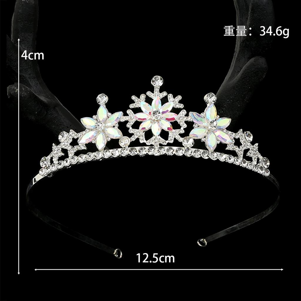 Beautiful Snowflake Party Holiday Flowers Children's Crown Crystal Hair Accessories Headband Birthday Crown Glass