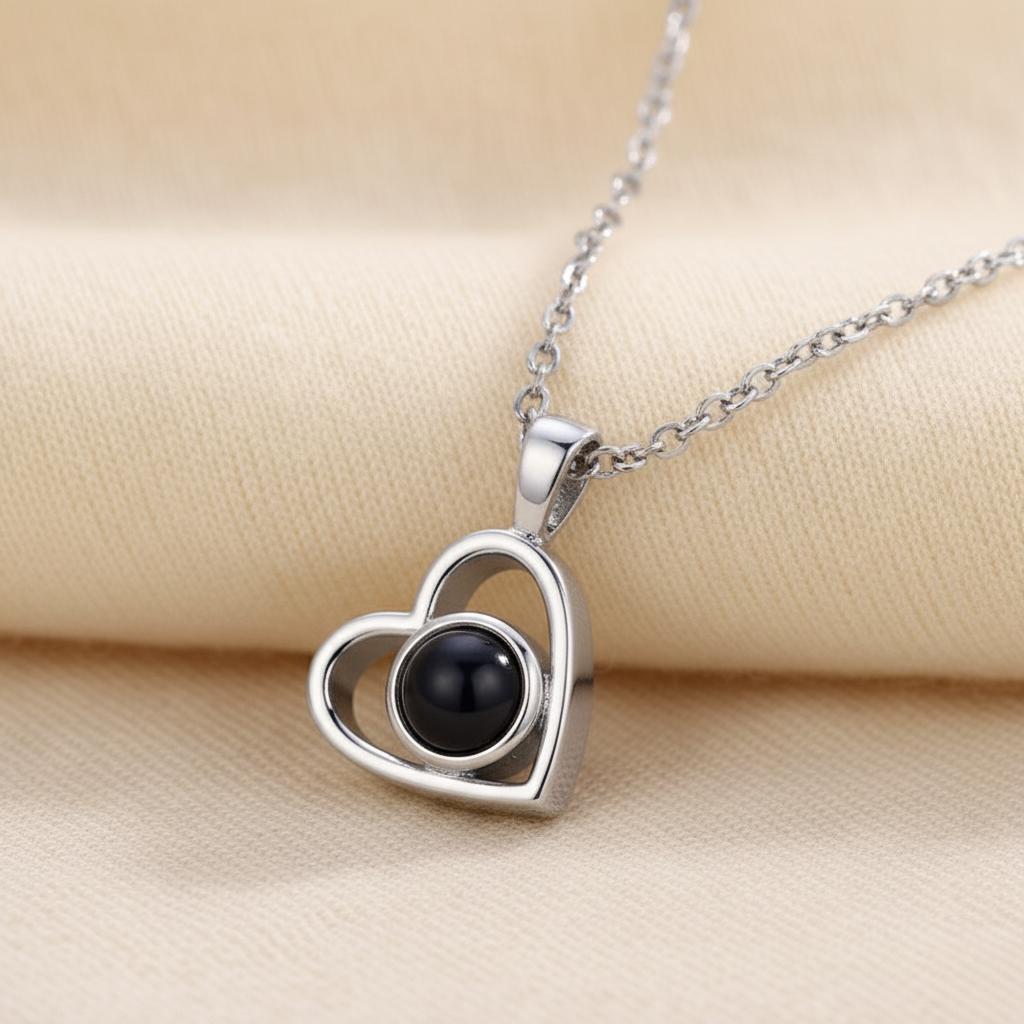Personalized Photo Projection Necklace Stainless Steel Custom Heart Pendant with Your Picture Inside Women Birthday Jewelry