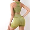 Casual Fitness Sports Women Vest Crop Tops And High Waist Yoga Shorts Suit 2 Two Pieces Sets Female Simple Outfits 30679