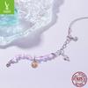 Purple Crystal Asymmetric Bracelet Romantic And Elegant S925 Sterling Silver Niche Bracelet Cross-Border