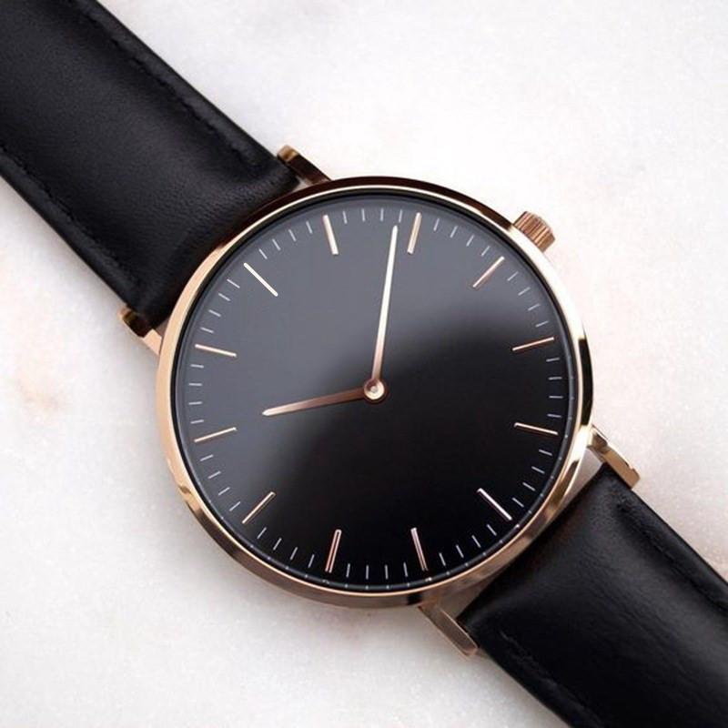 Simple Elegant Watch for Women  Pink White Leather Watchband Dress Lady Wrist Watches Casual Female Clock  Montre Femme