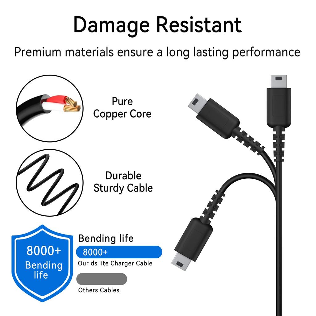 DS Lite Charging Power for DSL Cable, Charger, Type-C Cord, 1.2M, DSL, NDSL, Lite, etc., Durable.