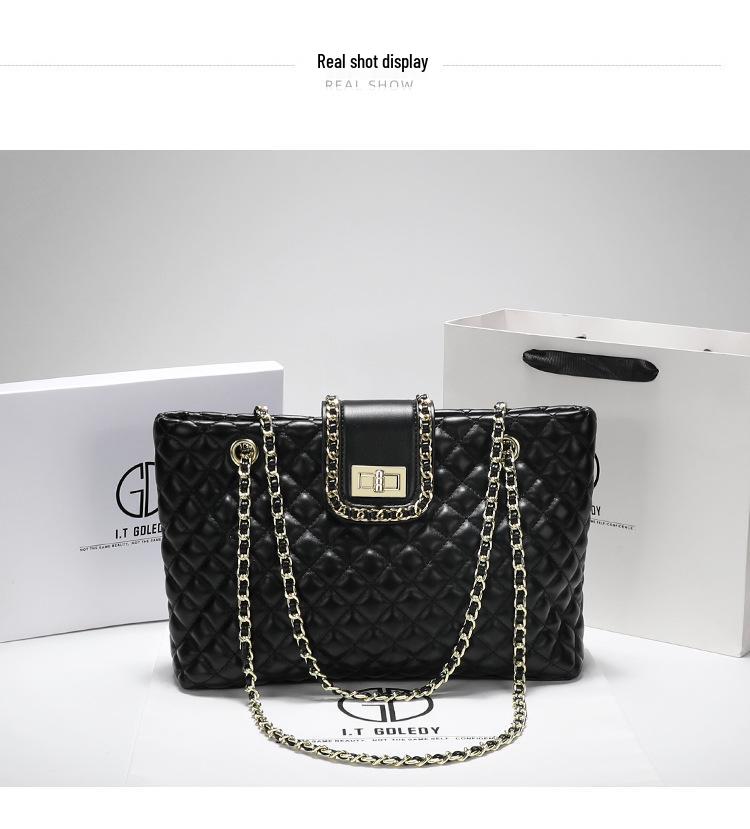 2022 Женская сумка-тоут из натуральной кожи большой вместимости с цепочкой