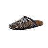 Rhinestone Mesh Bag Head Half Slippers Women's 2025 Summer New Fashion Versatile Lazy Office One Foot Cool Slippers