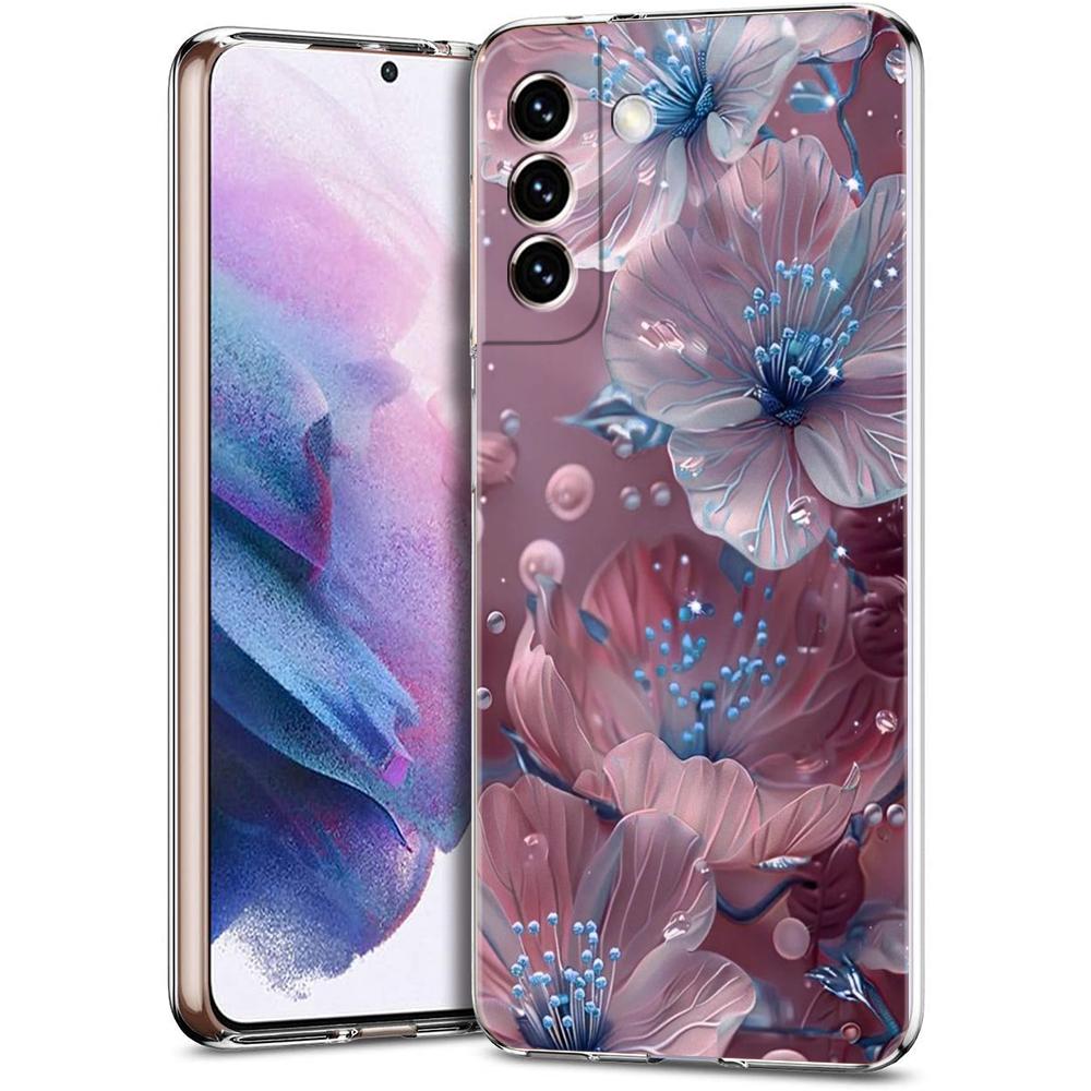Прозрачный чехол-бампер для Samsung Galaxy S25 S24 S23 S22 S20 S21 FE Ultra S10 S10E Plus 5G с узором Белый Лотос