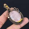 Rose Quartz Gemstone Pure Copper Wire Wrapped Handmade Pendant Jewelry For Gift