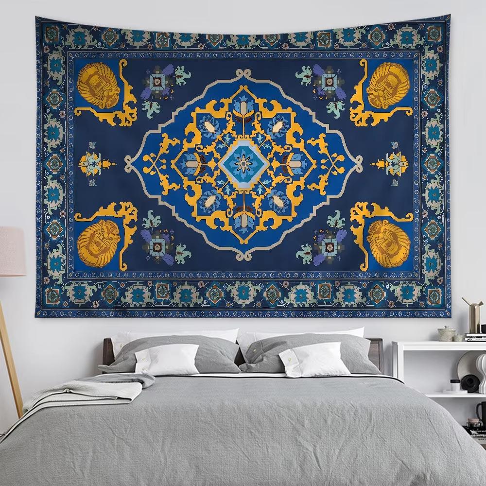 Customizable Luxury American Retro Cartoon Tapestry Bohemian Wall Decor Mandala Pattern Home Adornment