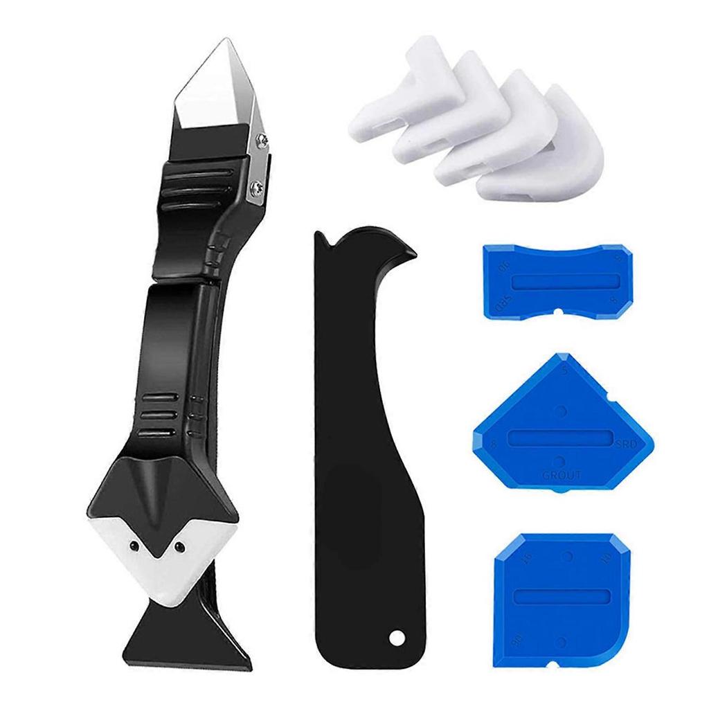 Caulk Remover Scraper, Silicone Caulking Tool, 3 in 1 Grout Remover Tool, Sealant Finishing Tool Grout Removal Scraper Kit