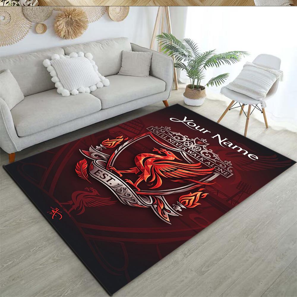 Liverpool Fc Personalized Name Area Rug Suitable For Playrooms Dining Room Outdoor Decorate Room Antislip Carpet Office Home Decor Wedding Party Gift