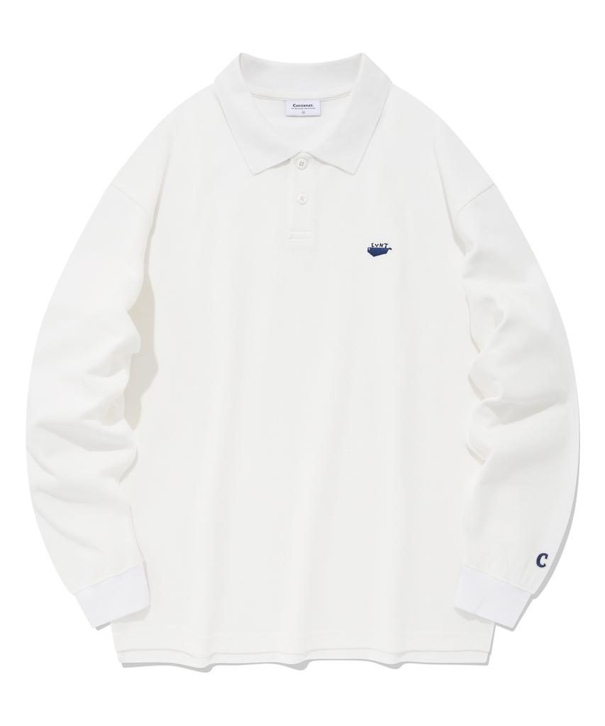 COVERNAT Pique Whale Logo Long Sleeve White