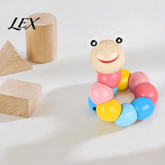 Twisting Caterpillar Toy Kids Wooden Bead Toy, Educational for Fine Motor Skills, Number Color Preschool Learning Toddlers Toddler