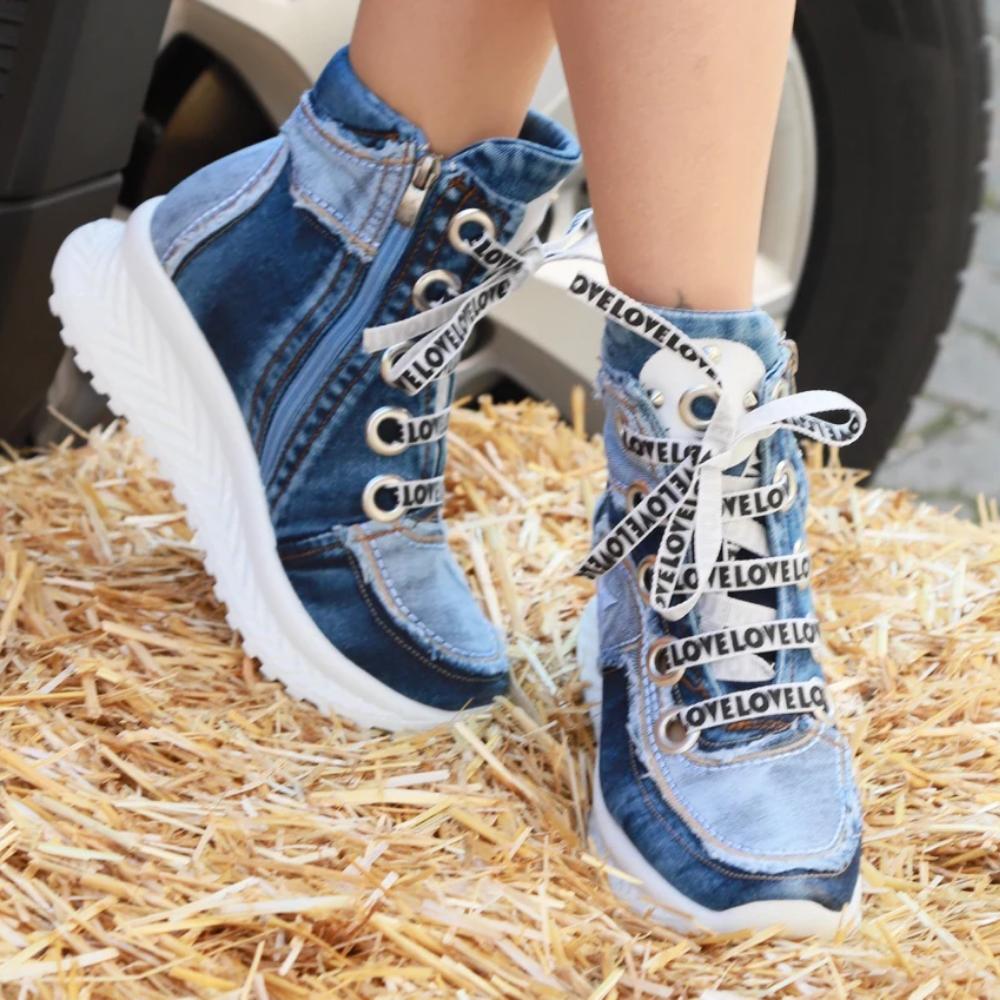 Джинсовые сапоги Обувь / Женские спортивные сапоги ручной работы / Женские пикантные сапоги, Сапоги на каблуке, Спортивные высокие сапоги Обувь / Джинсовая обувь / Подарок на день рождения