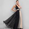 Women Wedding Bride Bridesmaids Elegant Sleeveless Patchwork V Neck Maxi Long Dress Party Ball Gown