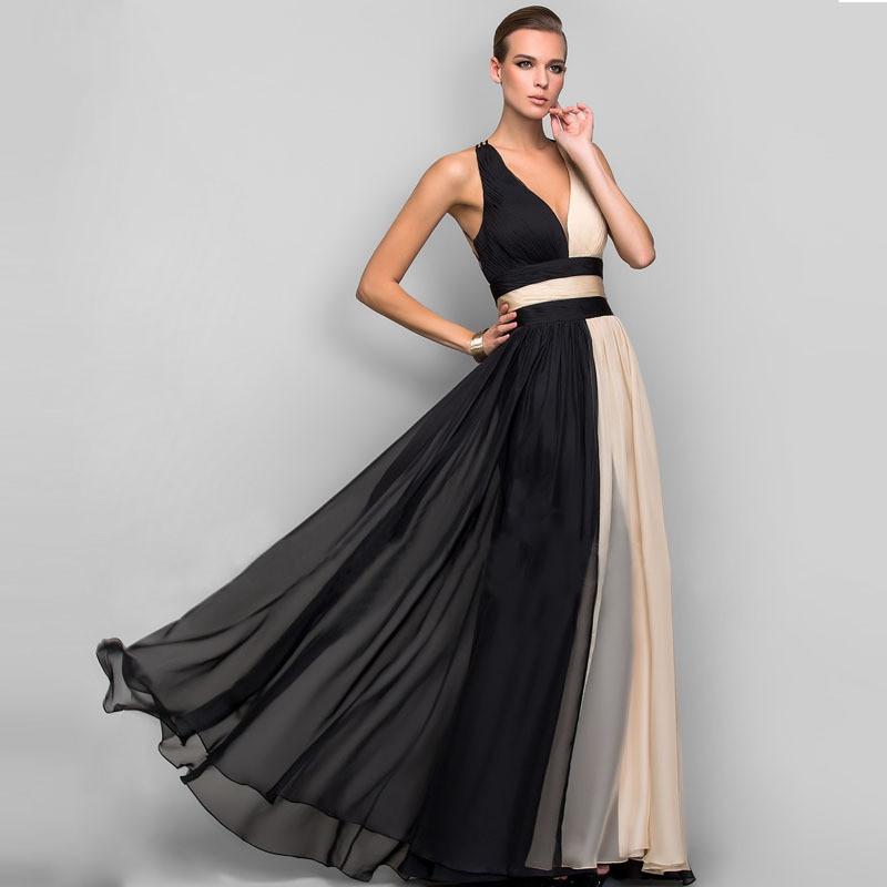 Women Wedding Bride Bridesmaids Elegant Sleeveless Patchwork V Neck Maxi Long Dress Party Ball Gown