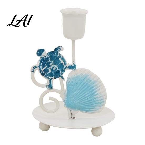Candle Holder Sea Life Iron Pole Holder Stable Base Taper Candlestick with Seahorse Decorative Handicrafts for Bedroom Turtle Design Metal