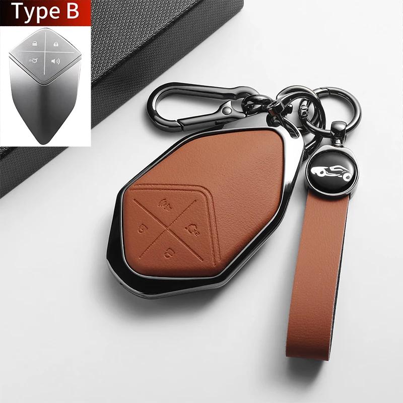 Leather Metal Car Key Case For Changan DEEPAL S07 L07 SL03 S7 G318 S05 Car Smart Remote Key Protector Shell Decor Accessories