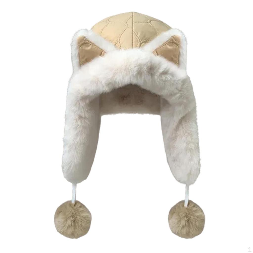 Шапка-ушанка с ушками животных Удобная Стильная Легкая Женская Зимняя Теплая