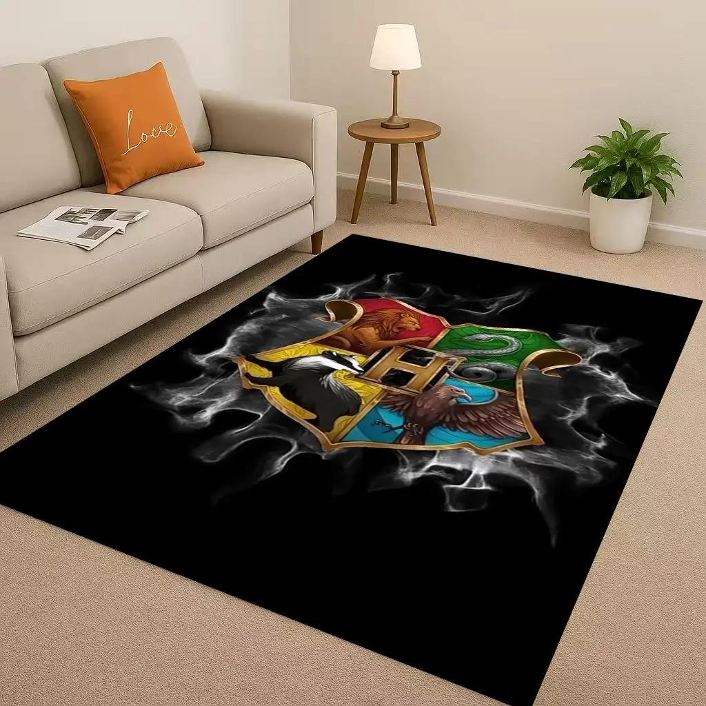 HD H-Hogwarts Sign Cartoon Living Room Non-Slip Area Rug Soft Carpet For Bedroom Playroom And Sofa,Easy Clean Home Decor Doormat
