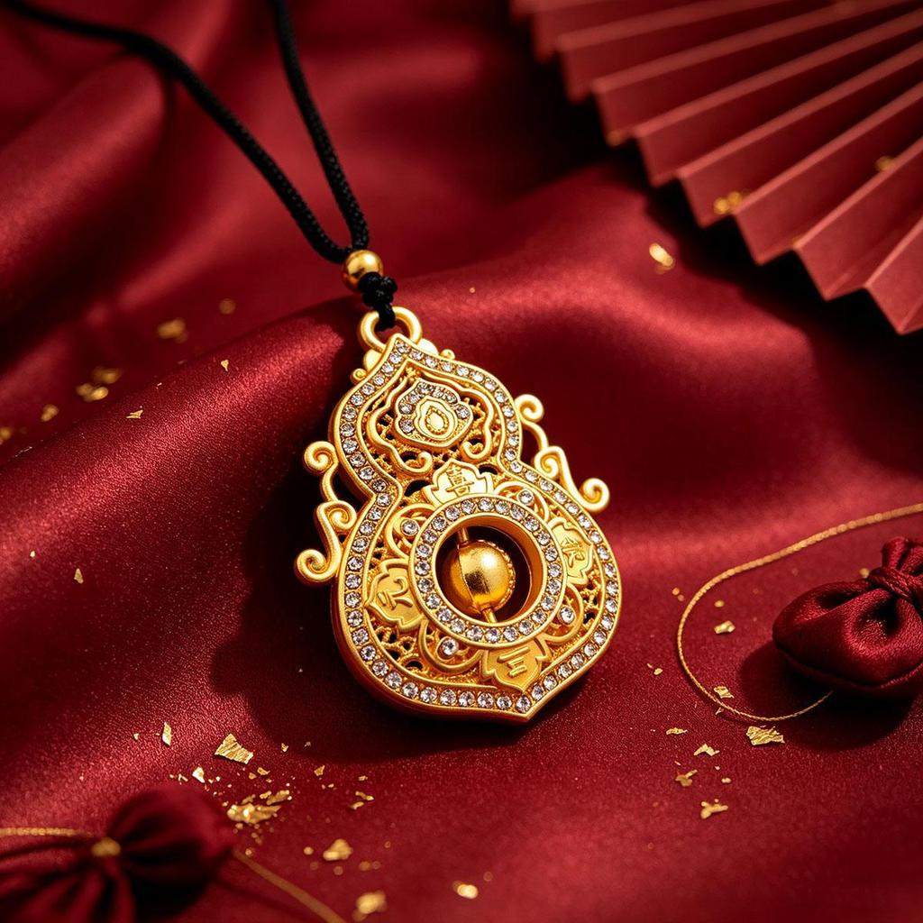 New Product National Trend Vintage Gold Hollow Gourd Necklace, Niche Design, Versatile, Couple Style, Daily Wear