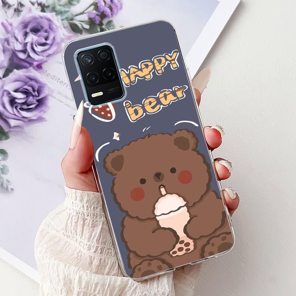 Чехол для телефона Realme 8 5G RMX3241 Realme8 5G Элегантный Цветочный Кот Печать Мягкий Силикон Прозрачный ТПУ Чехлы