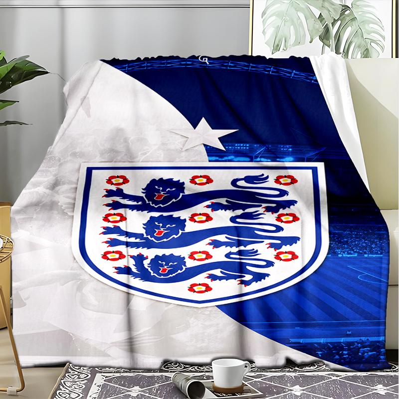 1PC England Football Crest Printed Soft Flannel Blanket Throw for Adult Bedroom Living Room Sofa Camping Travel Fan gifts Christmas Gifts