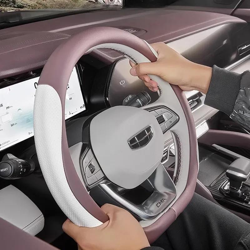 For Geely Monjaro Xingyue L -2024 2025 Car Steering Wheel Cove Anti Slip Leather Handle Cover Decoration Handle Wrap