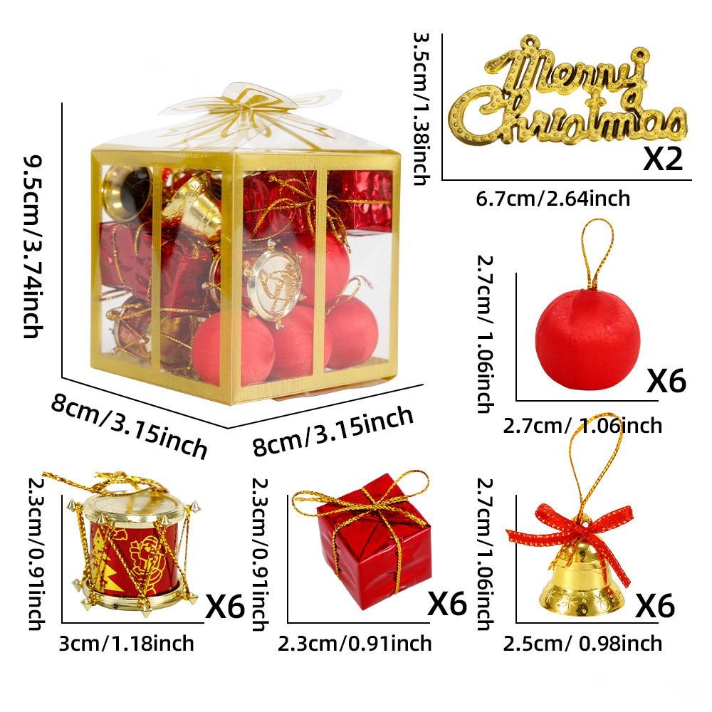 26/32PCS Mixed Pattern Christmas Hanging Decoration Xmas Ball Bell Drop Ornaments Party Supplies