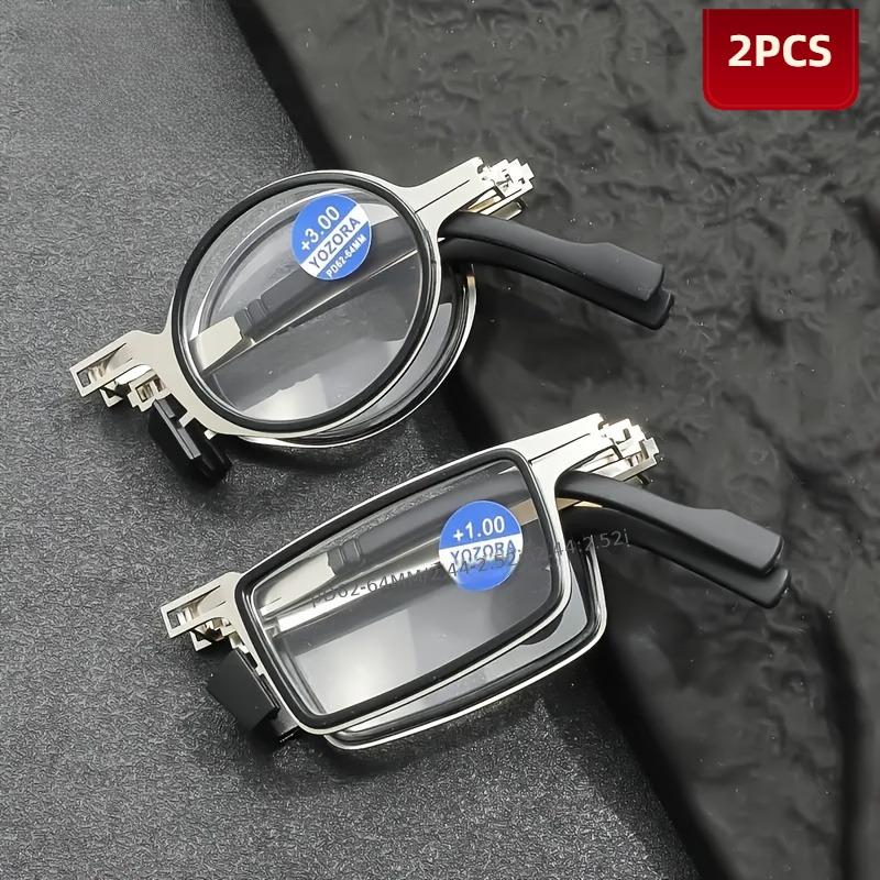 Набор из 2 штук круглых и прямоугольных портативных складных удобных очков высокой четкости с защитой от синего света с футляром