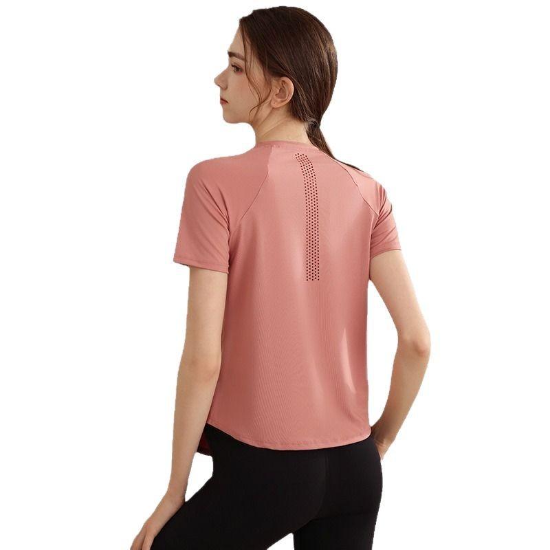 Loose sports top women's summer running fitness short-sleeved high-end T-shirt Pilates training yoga suit blouse