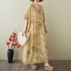 Women's Vintage Long Dress with Cotton and Linen Patterns