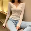 Тонкая сексуальная клубная тонкая футболка, женские футболки, женская одежда, хлопковые корейские модные осенние топы с длинными рукавами, футболки Camisetas De Mujer
