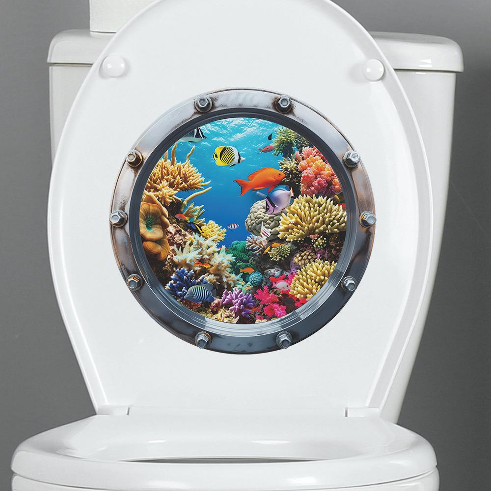 Fun-m158 Подводный мир Коралловые рыбы Ванная комната Туалет Наклейка Украшение для дома