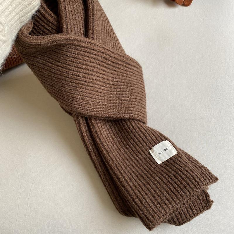 Зимний теплый шарф для женщин, модный вязаный шерстяной платок, женский платок, накидка на шею, чистый цвет