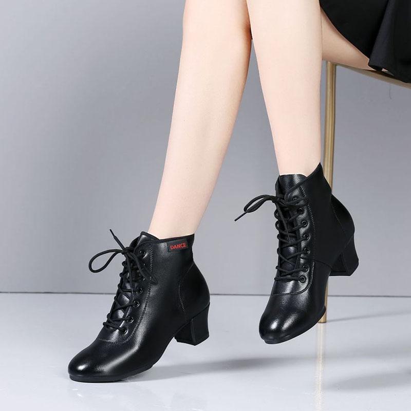 Черные кожаные женские современные туфли для бальных танцев, латиноамериканские танцевальные туфли для танго, мягкая подошва для отдыха на открытом воздухе