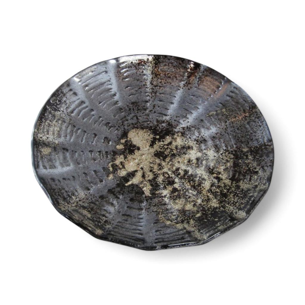 Salad Black and Sairan J-kitchens Plate, Glass, Round, Small, Gold, 15cm,