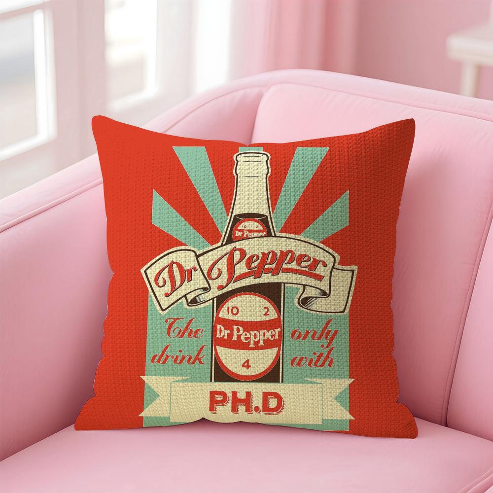 Вишневый Напиток D-Dr-P-Pepper Наволочка Натуральная Льняная Наволочка Двусторонняя Печать Декоративная Наволочка для Дивана Домашний Декор Подарок