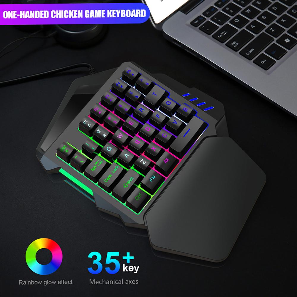 HXSJ V100 35 клавишная одноручная мембранная мини-клавиатура для игр с USB-подключением, замена для игроков PUBG LOL CS
