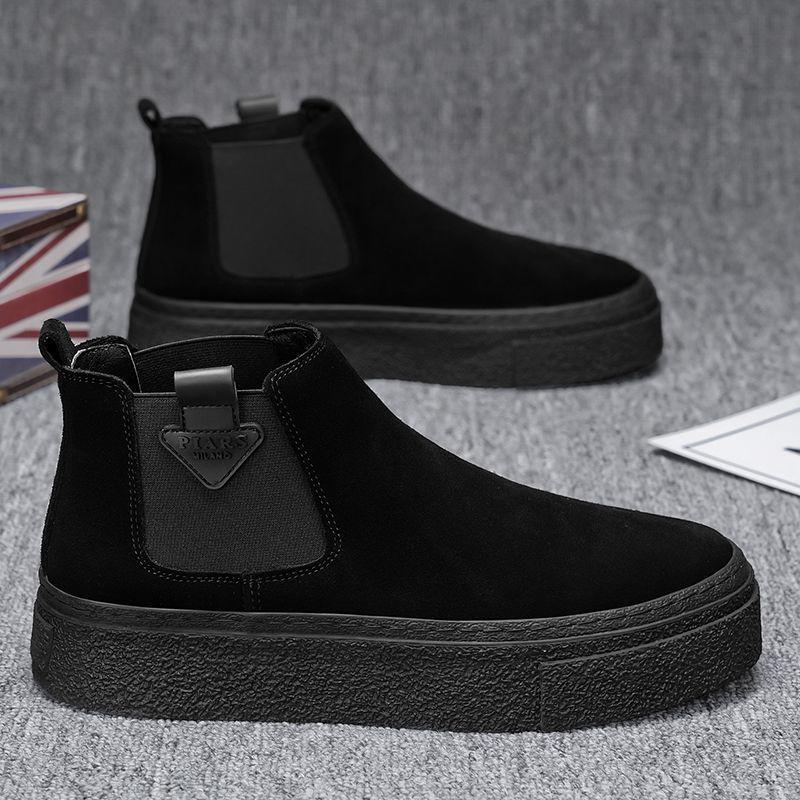 Мужские ретро кожаные ботильоны челси мартин с высоким голенищем, на одной молнии, на толстой подошве, универсальные для осени/зимы.