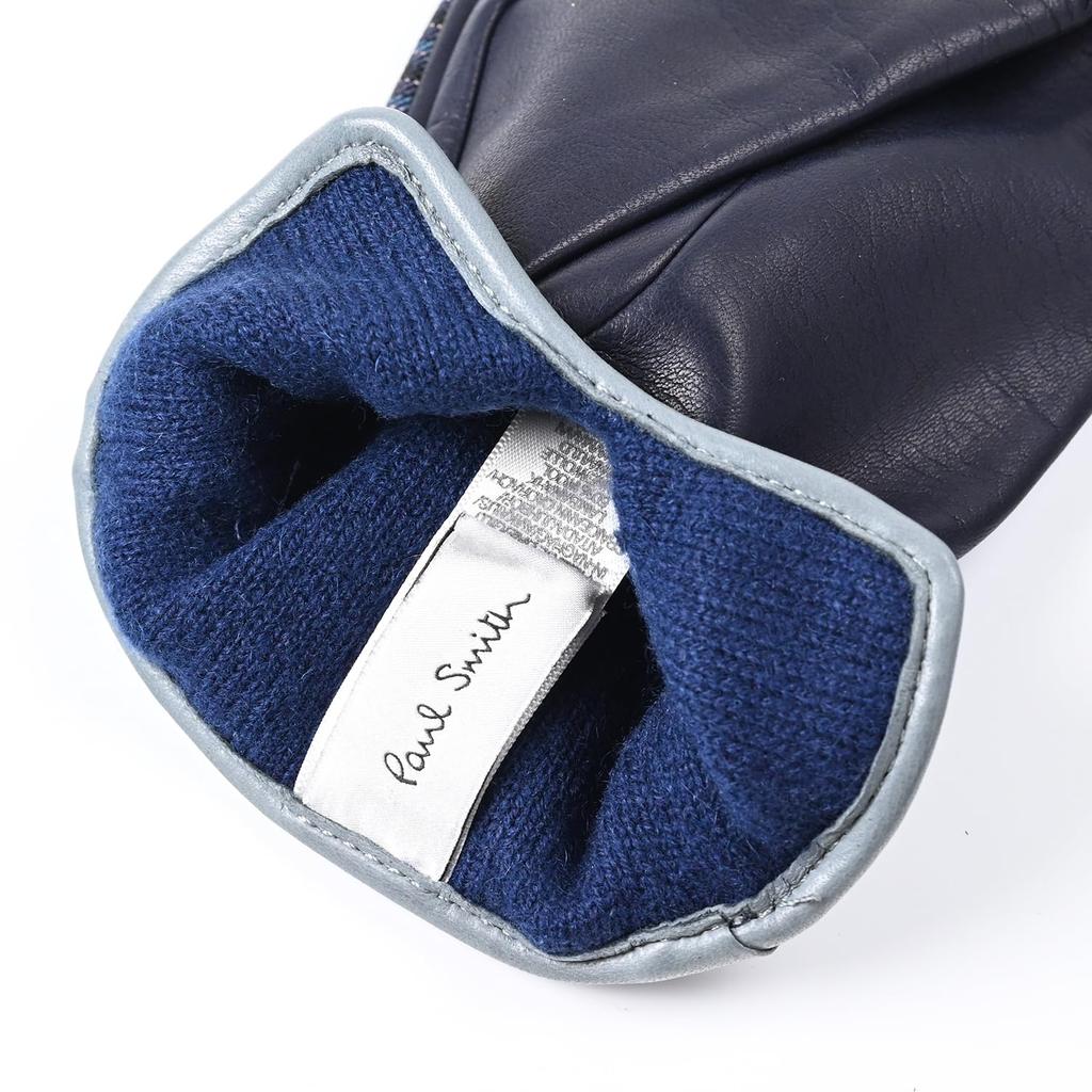 Paul Smith Size 415GL Size 47 L Gloves, Check, Men's, Navy/Gray, L02122, (Used)