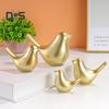 Golden Bird Figurine Nordic Style Adorable Smooth Animal Bird Statue Miniature Sculpture Desktop Decoration Party Supplies
