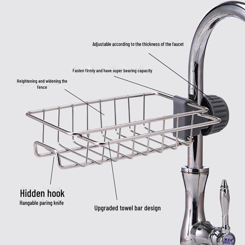Подставка для кухонного крана из нержавеющей стали для губки, мытья посуды и хранения